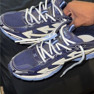Off-White Navy and White Athletic Sneakers